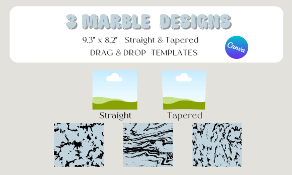 Elevate Your Drinkware: The 3 Marble Tumbler Canva Mockup
