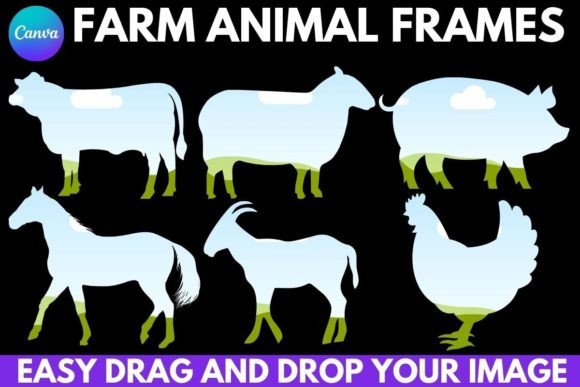 Farm Animal Canva Frames Bundle: Playful Design Assets